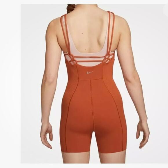 Nike Yoga Dri-Fit Luxe One Piece Jumpsuit DX1725-246 Orange Clay Size XS - Picture 2 of 9